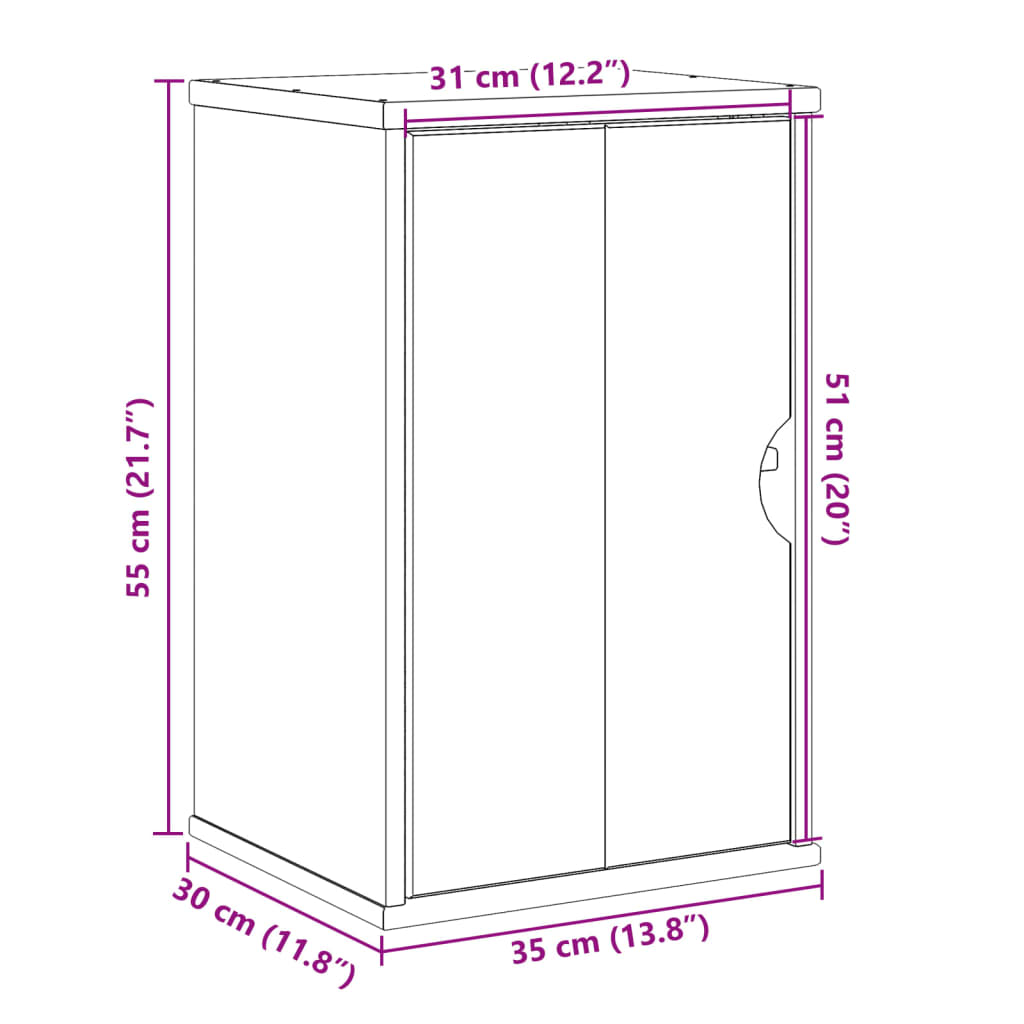 Meuble mural de salle de bain OTTA 35x30x55 cm en bois de pin massif