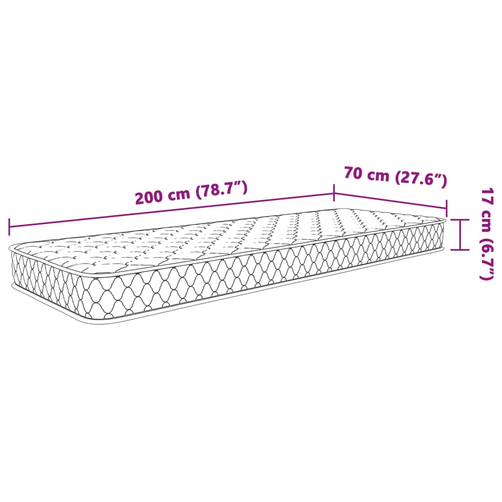 Matelas à mémoire de forme 70x200x17 cm blanc