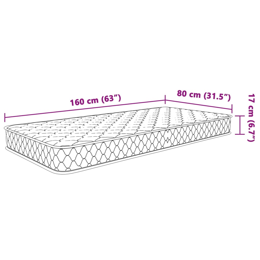 Matelas à mémoire de forme 80x160x17 cm blanc