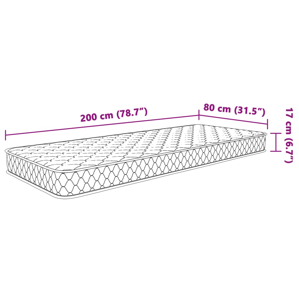 Matelas à mémoire de forme 80x200x17 cm blanc