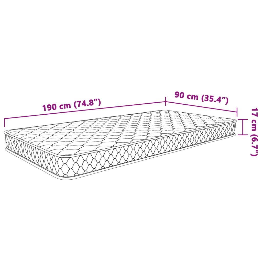 Matelas à mémoire de forme 90x190x17 cm blanc