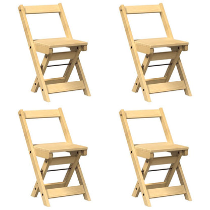 Klappstühle, 4 Stück, „Corona“, gewachst, braun, Massivholz Kiefer