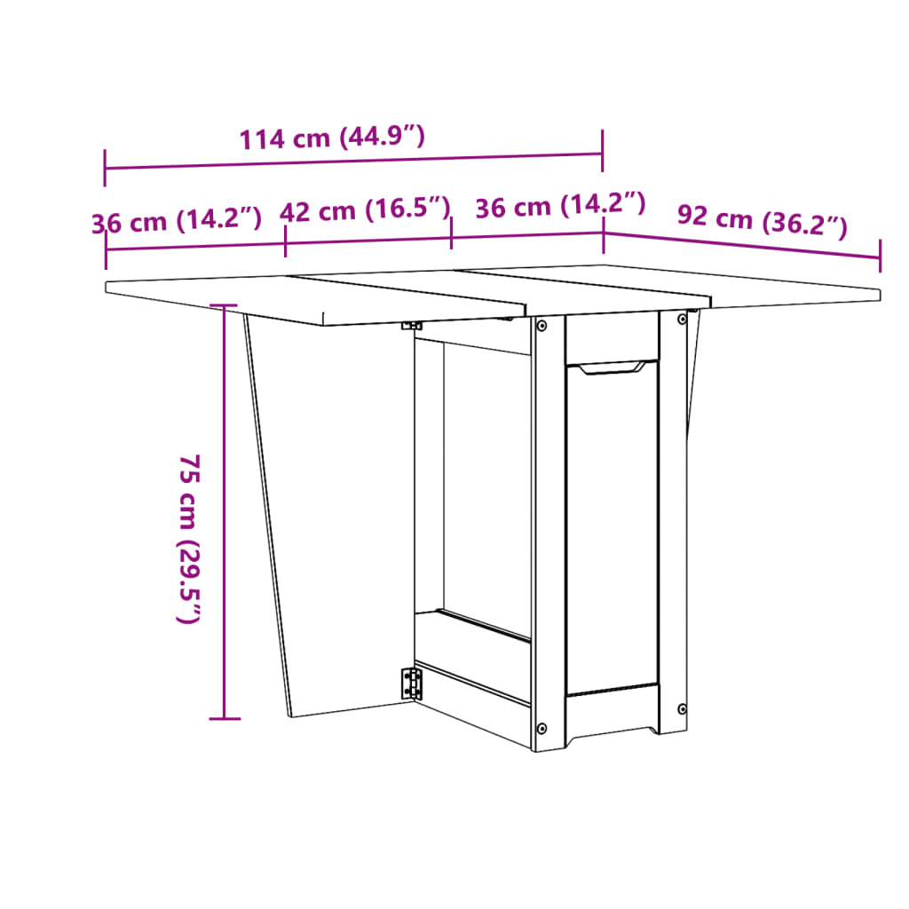 Table à manger Butterfly pliable Corona en bois de pin massif blanc