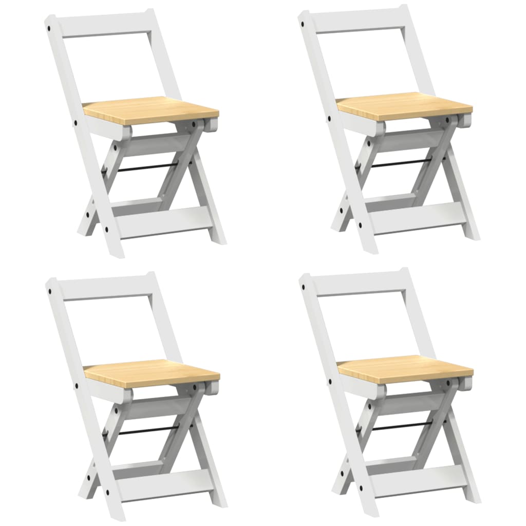 Chaises de salle à manger pliables 4 pièces Corona en bois de pin massif blanc.