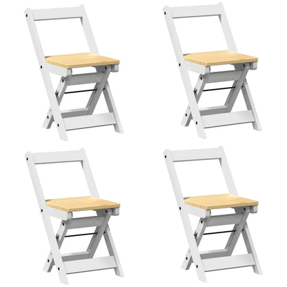 Klappstühle, 4 Stück, Modell „Corona“, weiß, Massivholz Kiefer