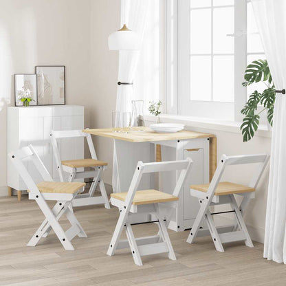 Klappstühle, 4 Stück, Modell „Corona“, weiß, Massivholz Kiefer