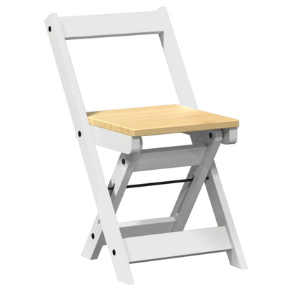 Klappstühle, 4 Stück, Modell „Corona“, weiß, Massivholz Kiefer