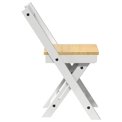 Klappstühle, 4 Stück, Modell „Corona“, weiß, Massivholz Kiefer
