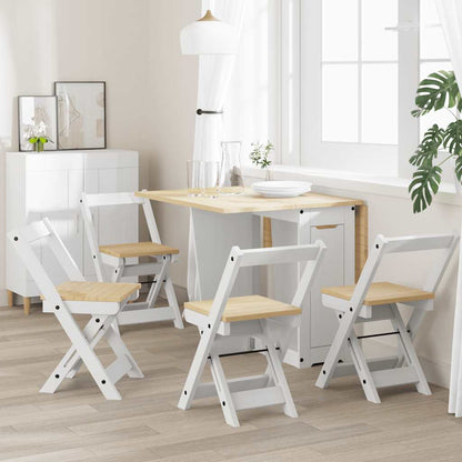 Klappstühle, 4 Stück, Modell „Corona“, weiß, Massivholz Kiefer