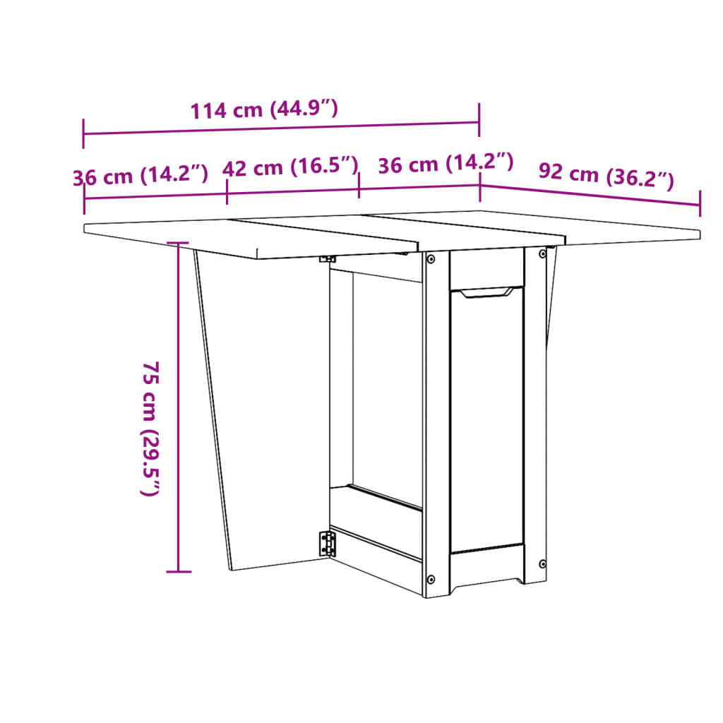 Table à manger Butterfly pliable Corona en bois de pin massif gris