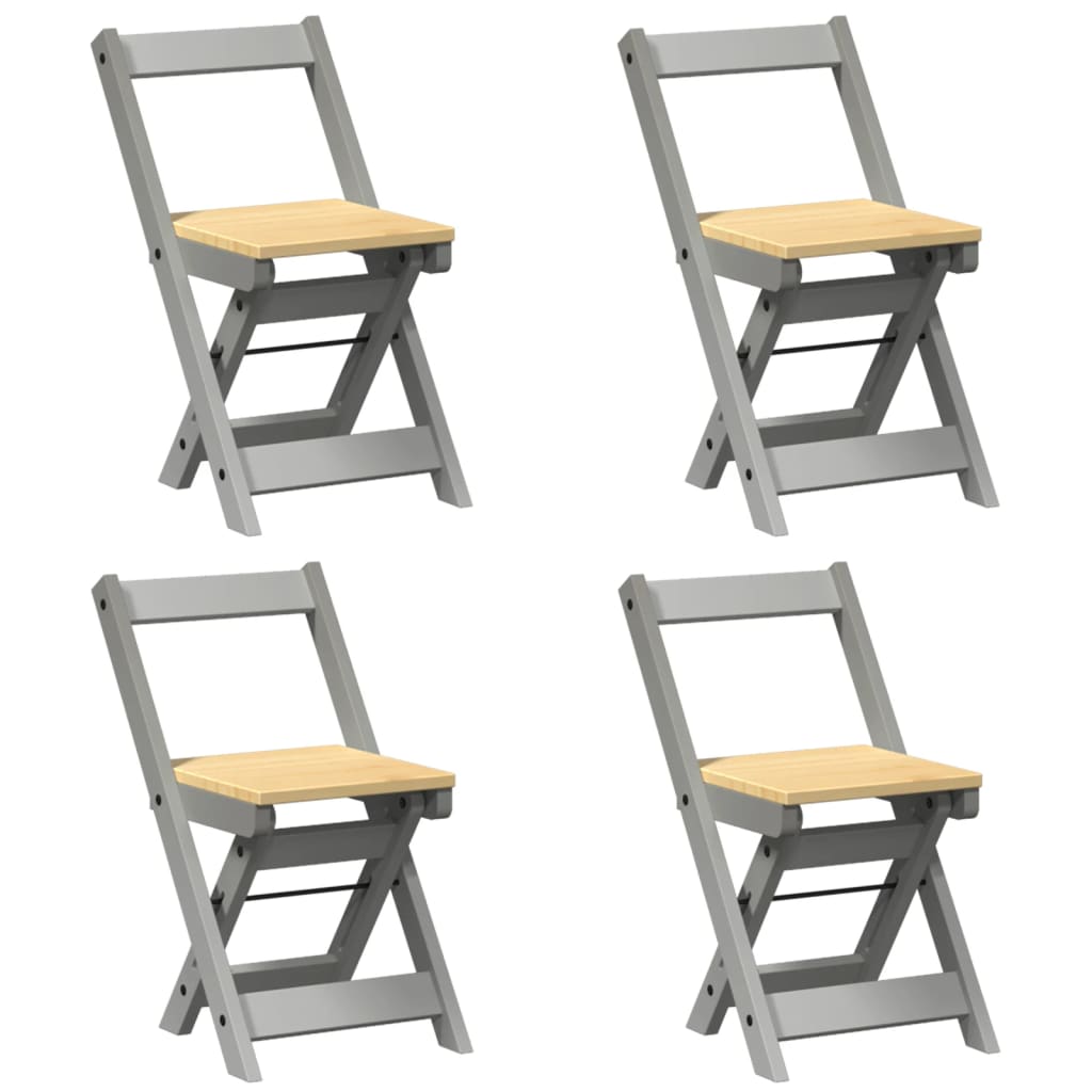 Chaises de salle à manger pliables 4 pièces en bois de pin massif gris Corona.