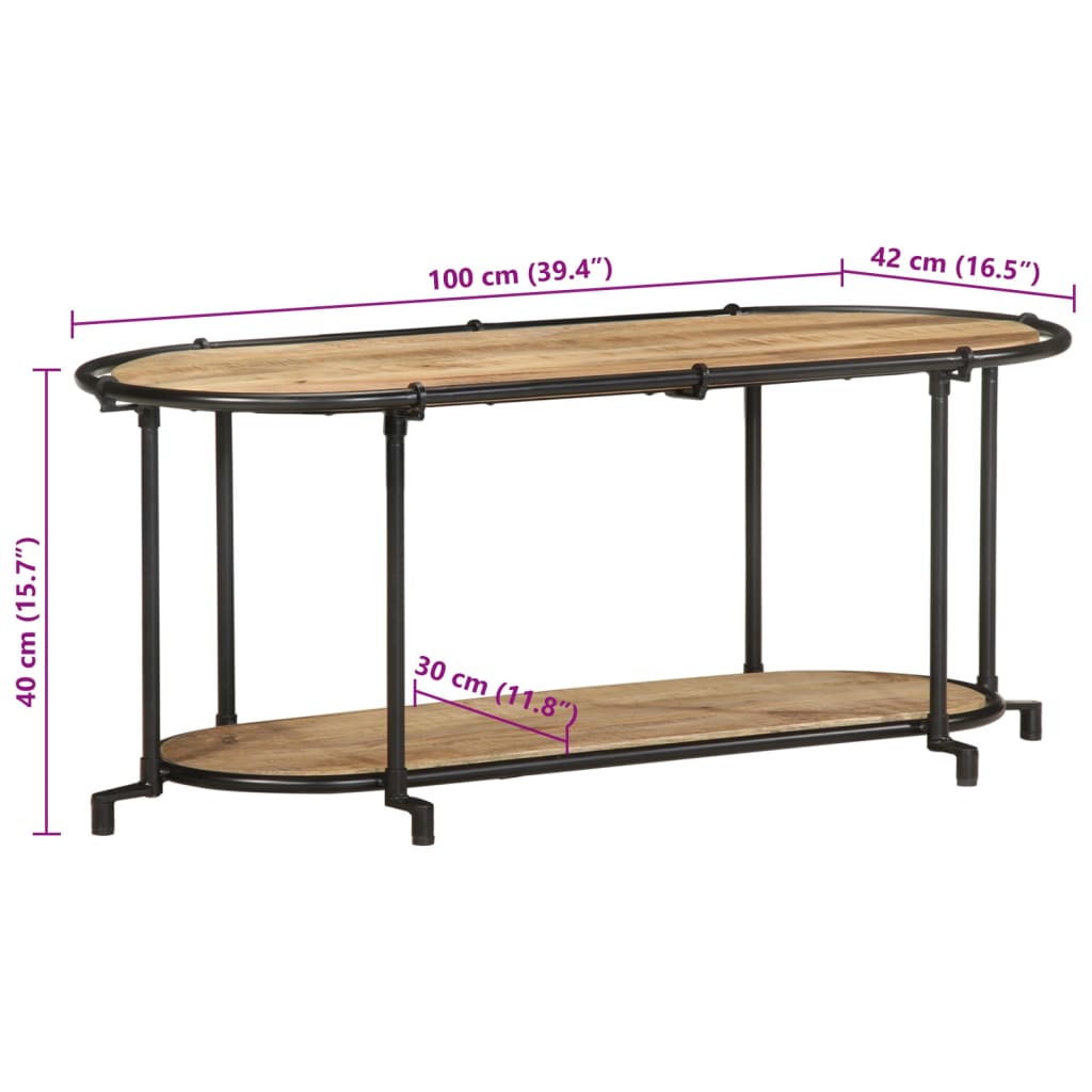 Etagère TV 100x42x40 cm Bois de manguier brut