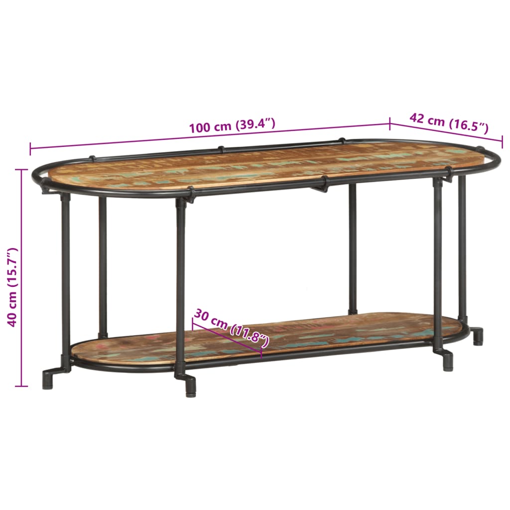 Etagère TV 100x42x40 cm bois massif de récupération