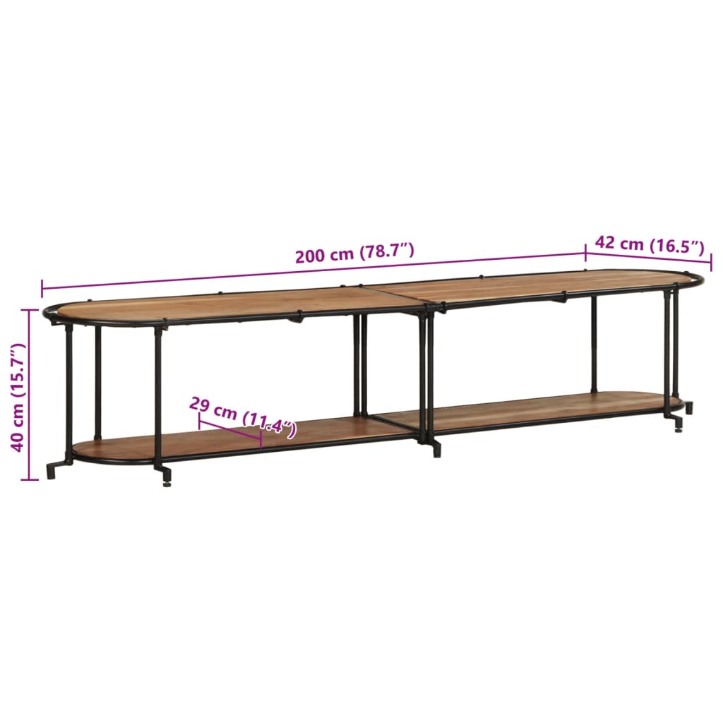 Etagère TV 200x42x40 cm bois d'acacia massif