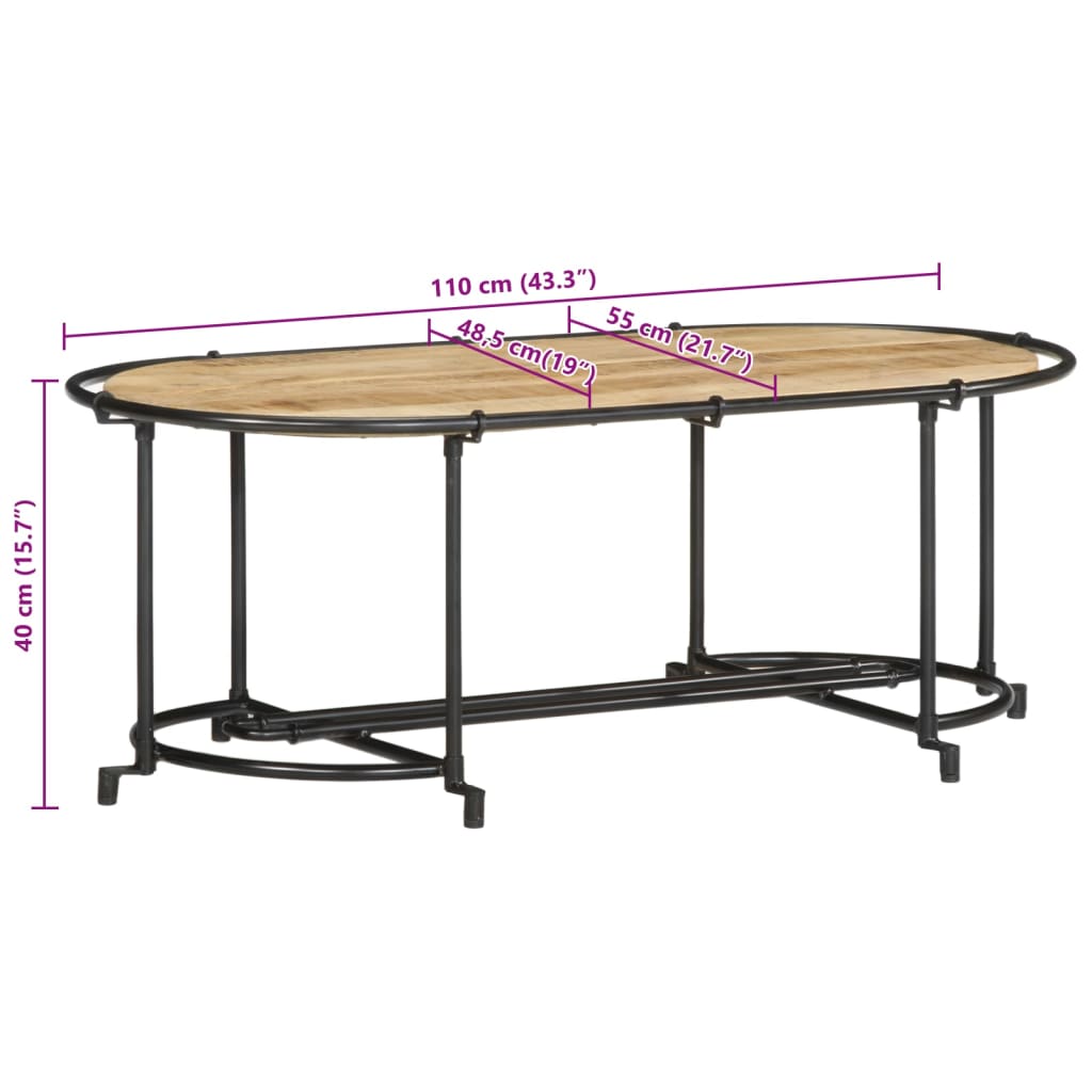 Table basse 110x55x40 cm Bois de manguier brut