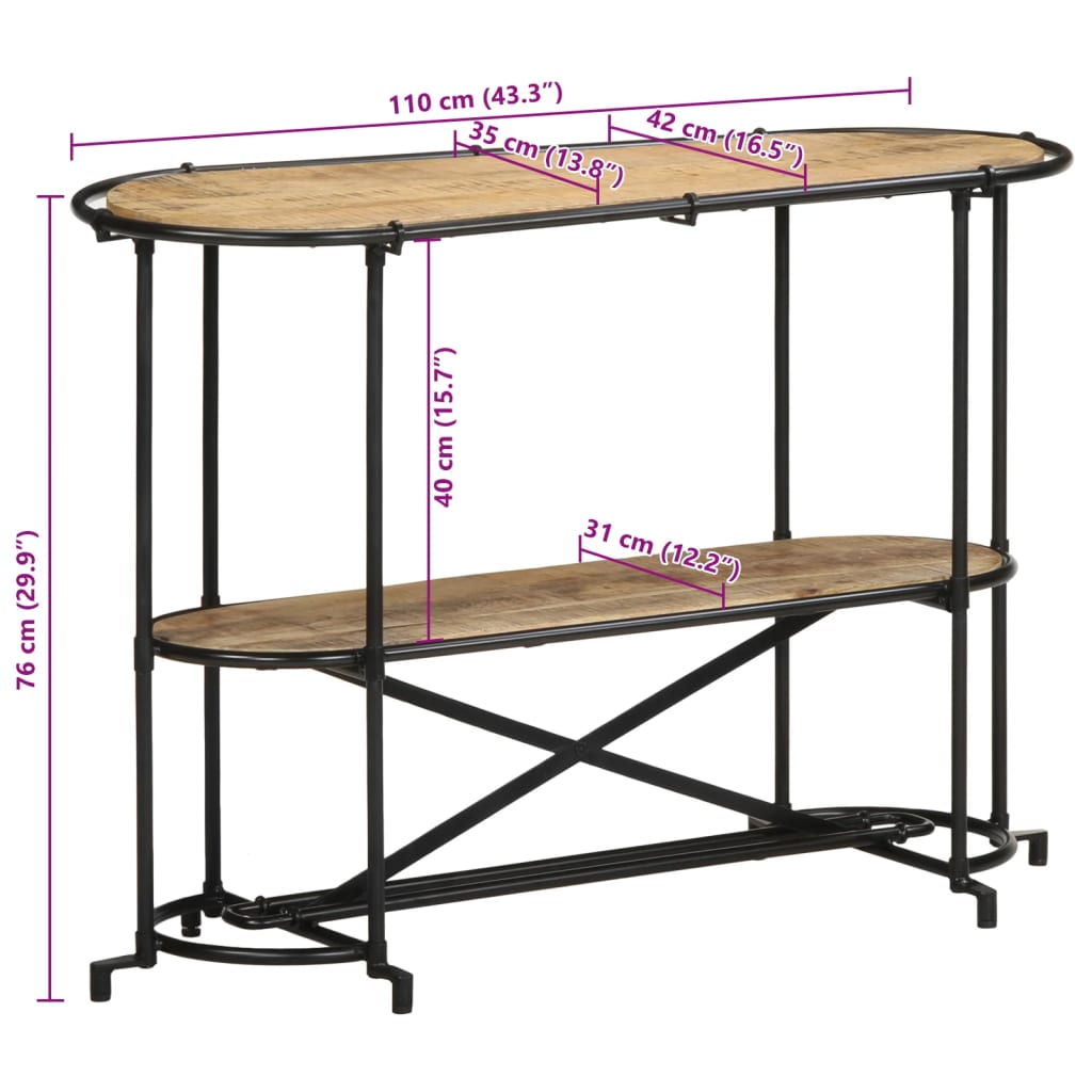 Konsolentisch 110x42x76 cm Raues Mangoholz