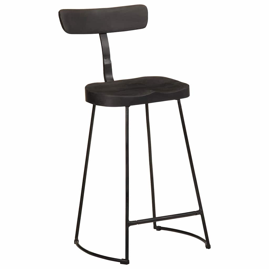 Barhocker 2 Stk. Schwarz 49x43x88 cm Mango Massivholz