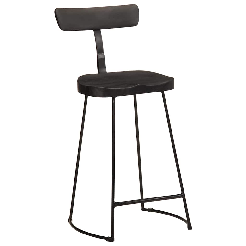 Barhocker 2 Stk. Schwarz 49x43x88 cm Mango Massivholz