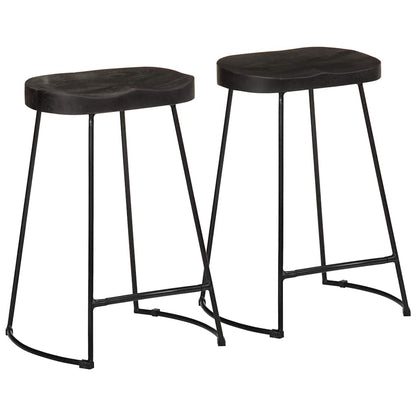 Barhocker 2 Stk. Schwarz 45x40x62 cm Mango Massivholz