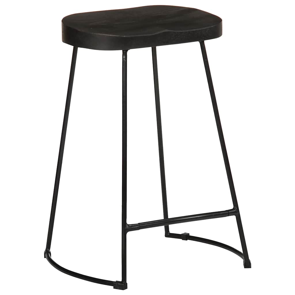 Barhocker 2 Stk. Schwarz 45x40x62 cm Mango Massivholz