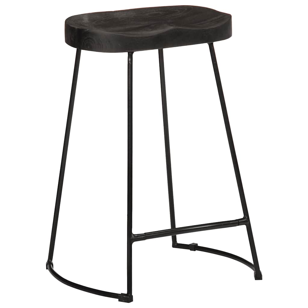 Barhocker 2 Stk. Schwarz 45x40x62 cm Mango Massivholz