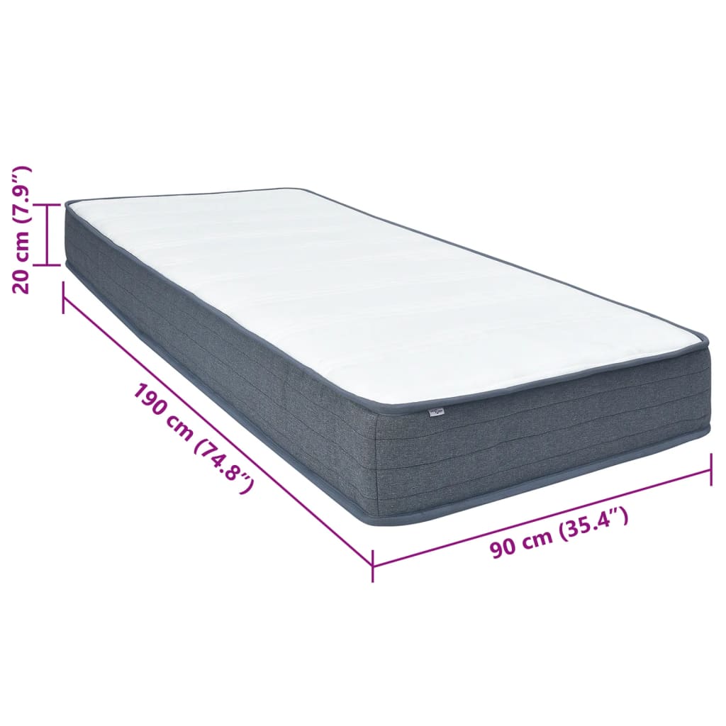 Boxspringmatratze 190x90x20 cm Mittelweich Stoff