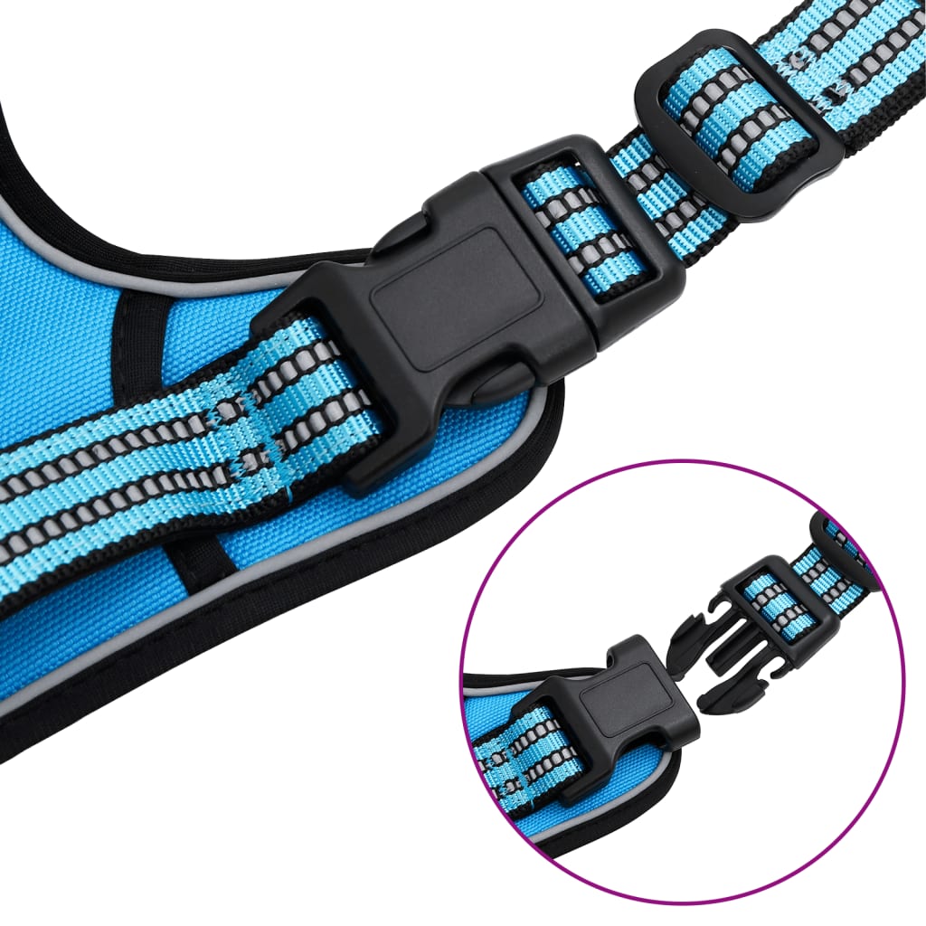 Dog Harness Reflective Adjustable Blue S