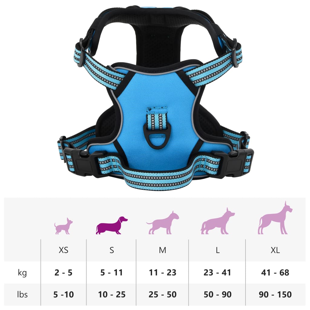 Dog Harness Reflective Adjustable Blue S