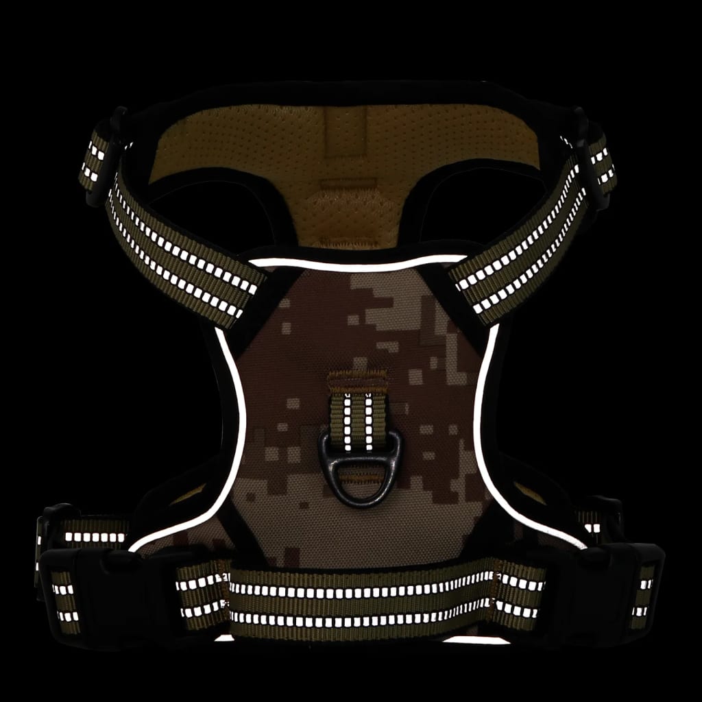 Dog Harness Reflective Adjustable Camouflage Brown S