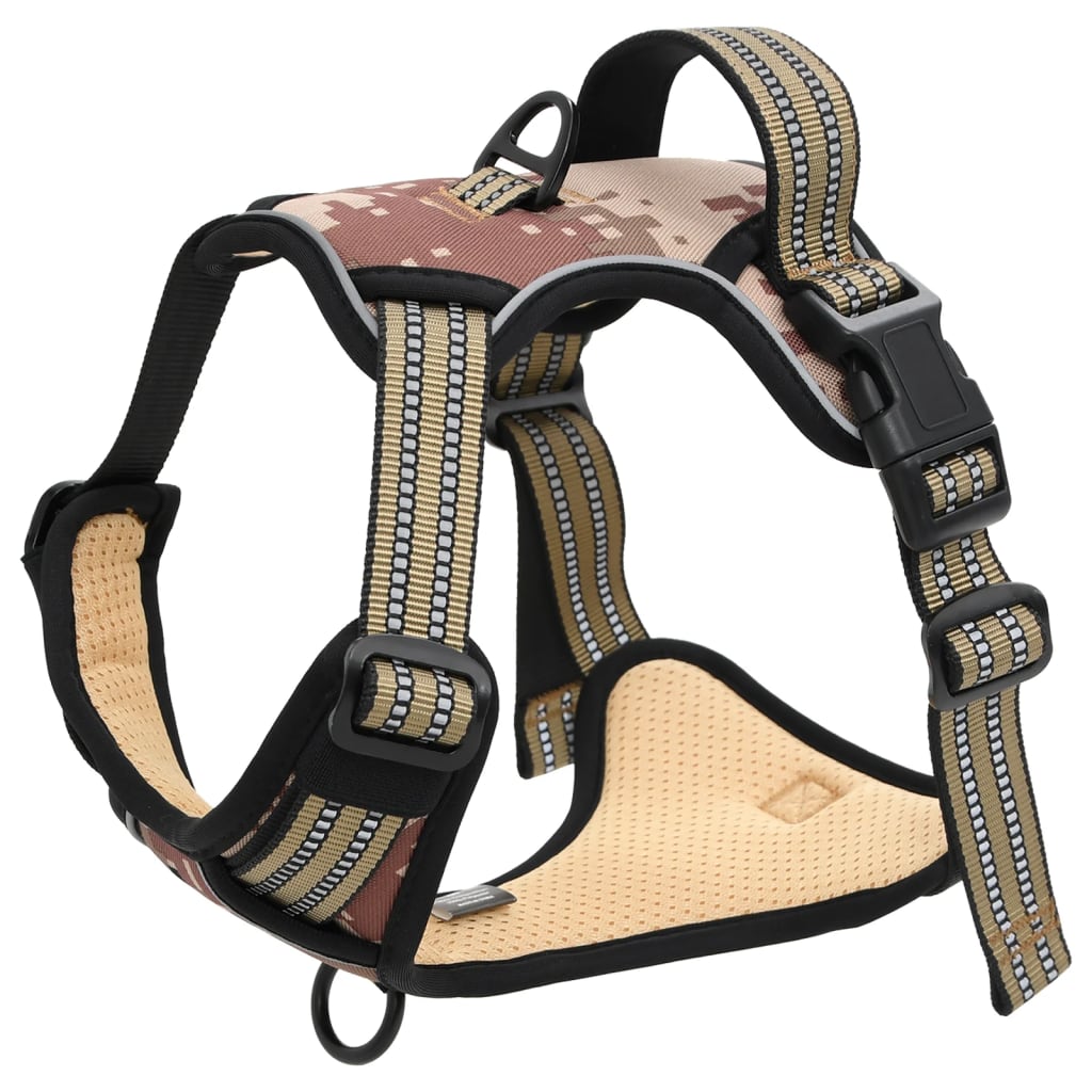 Dog Harness Reflective Adjustable Camouflage Brown S