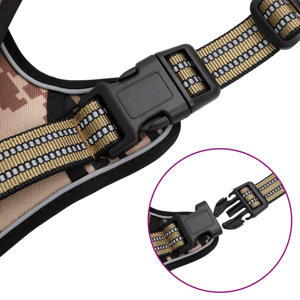 Dog Harness Reflective Adjustable Camouflage Brown S