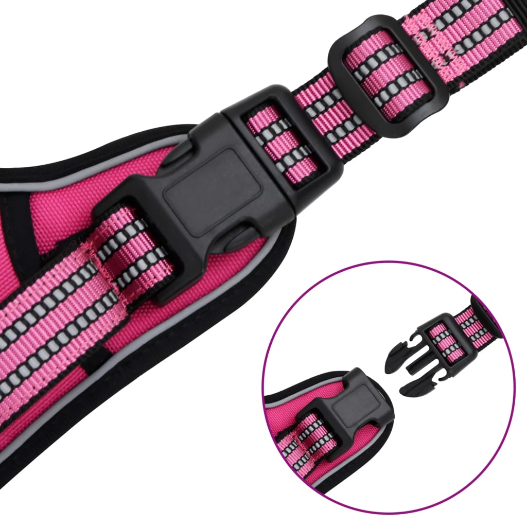 Dog Harness Reflective Adjustable Pink S