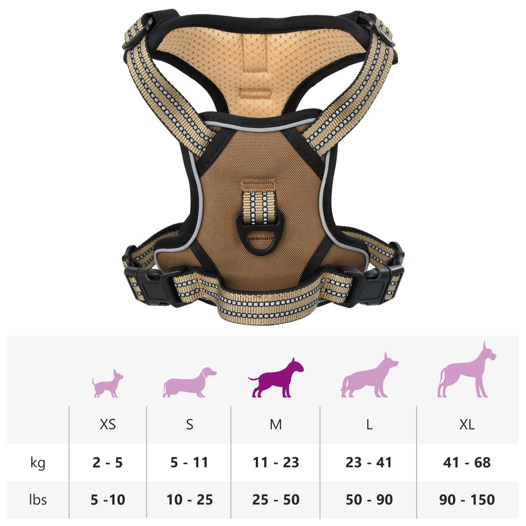 Dog Harness Reflective Adjustable Brown M