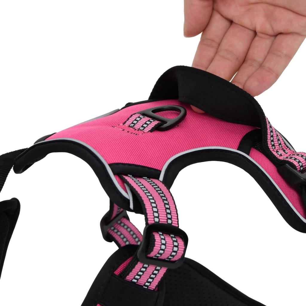 Dog Harness Reflective Adjustable Pink M