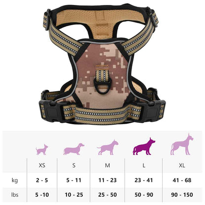 Hundegeschirr Reflektierend Verstellbar Camouflage Braun L