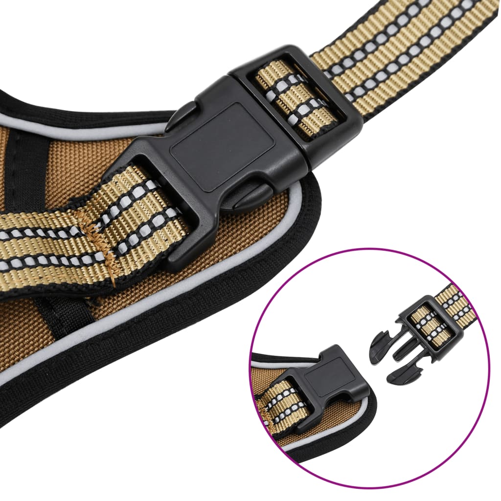 Dog Harness Reflective Adjustable Brown XL