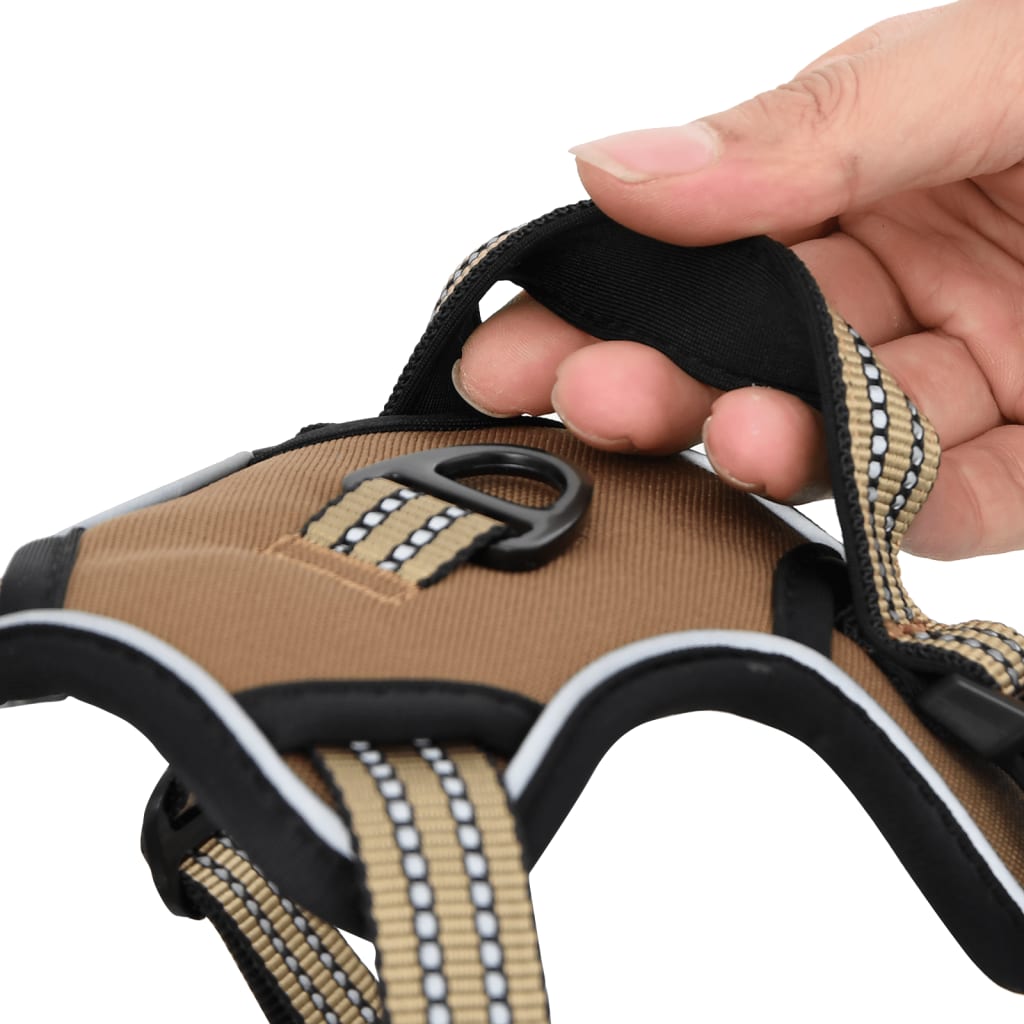 Dog Harness Reflective Adjustable Brown XL