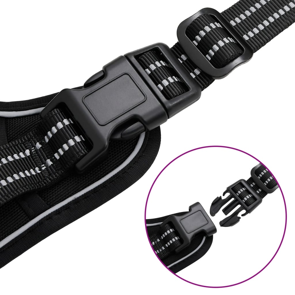 Dog Harness with Leash &amp; Collar Adjustable Black XL