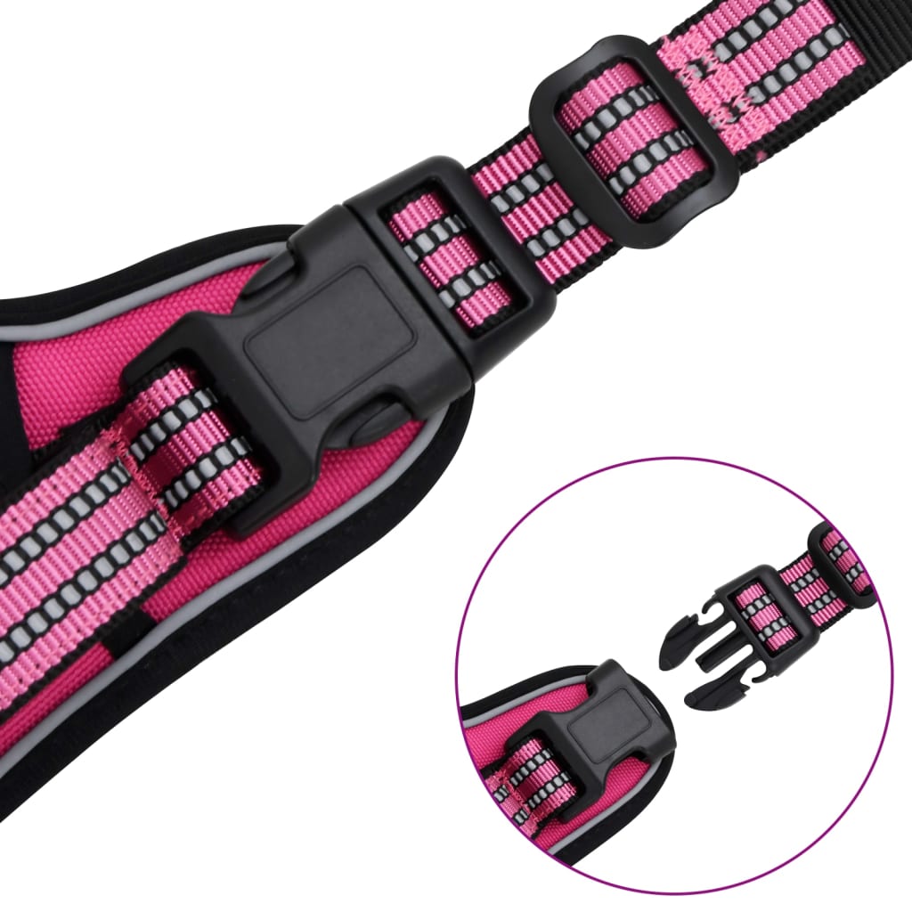 Dog Harness with Leash &amp; Collar Adjustable Pink XL