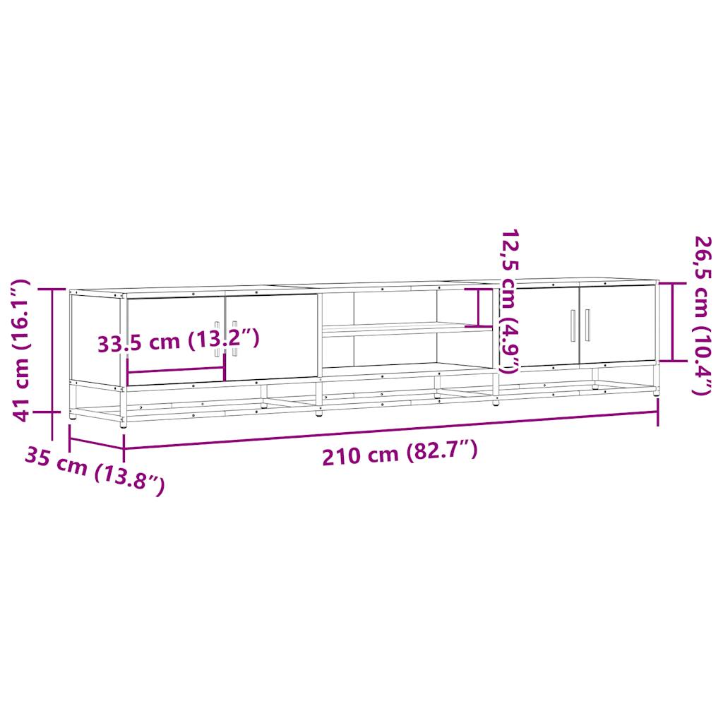 Meuble TV en chêne Sonoma 210x35x41 cm, matériau à base de bois