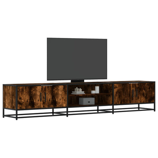 Meuble TV en chêne fumé 210x35x41 cm matériau à base de bois