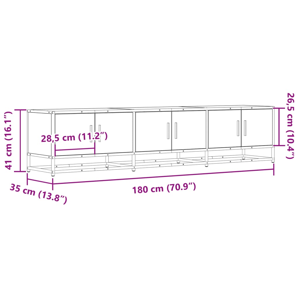 TV-Schrank Braun Eichen-Optik 180x35x41 cm Holzwerkstoff