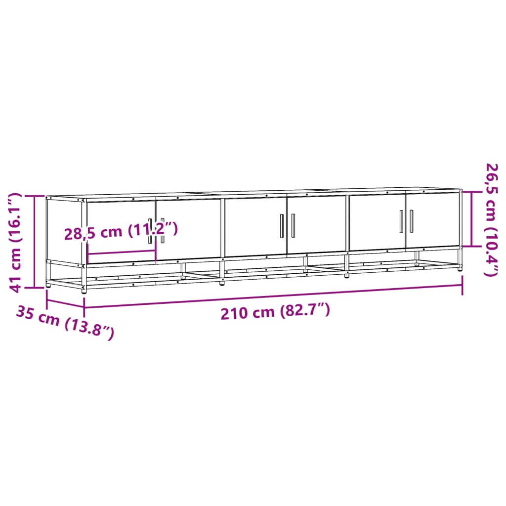 TV-Schrank Braun Eichen-Optik 210x35x41 cm Holzwerkstoff