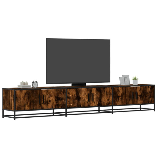 Meuble TV en chêne fumé 240x35x41 cm matériau à base de bois