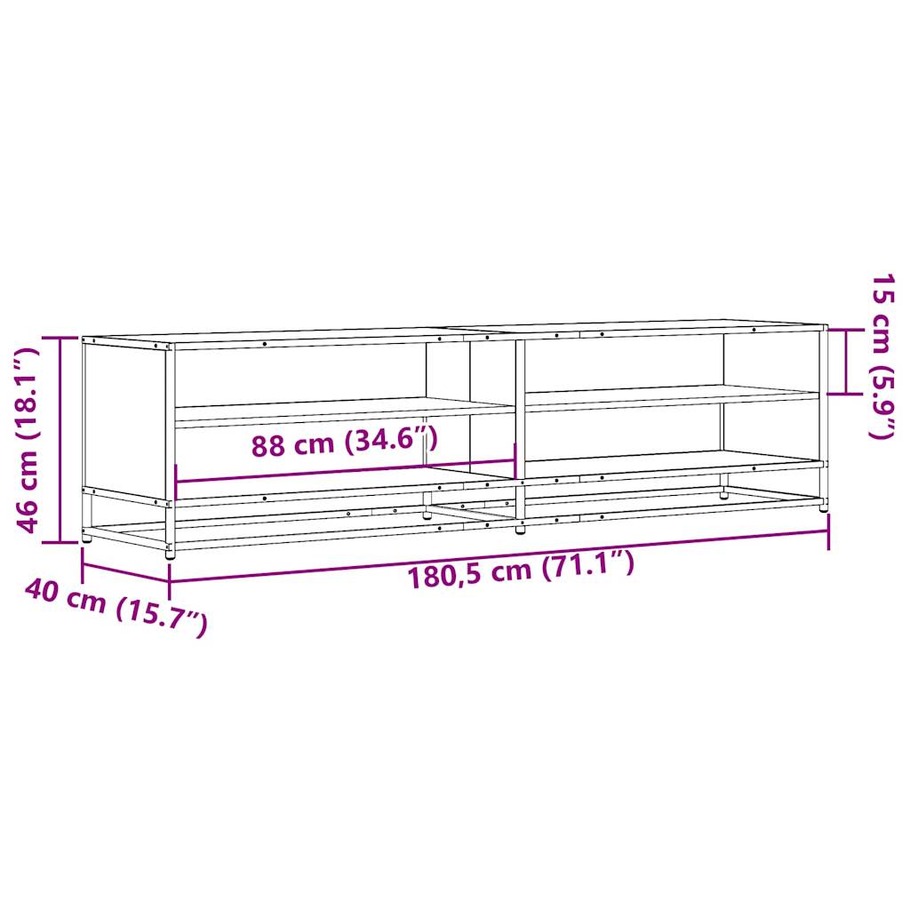 Meuble TV en chêne Sonoma 180,5x40x46 cm, matériau à base de bois