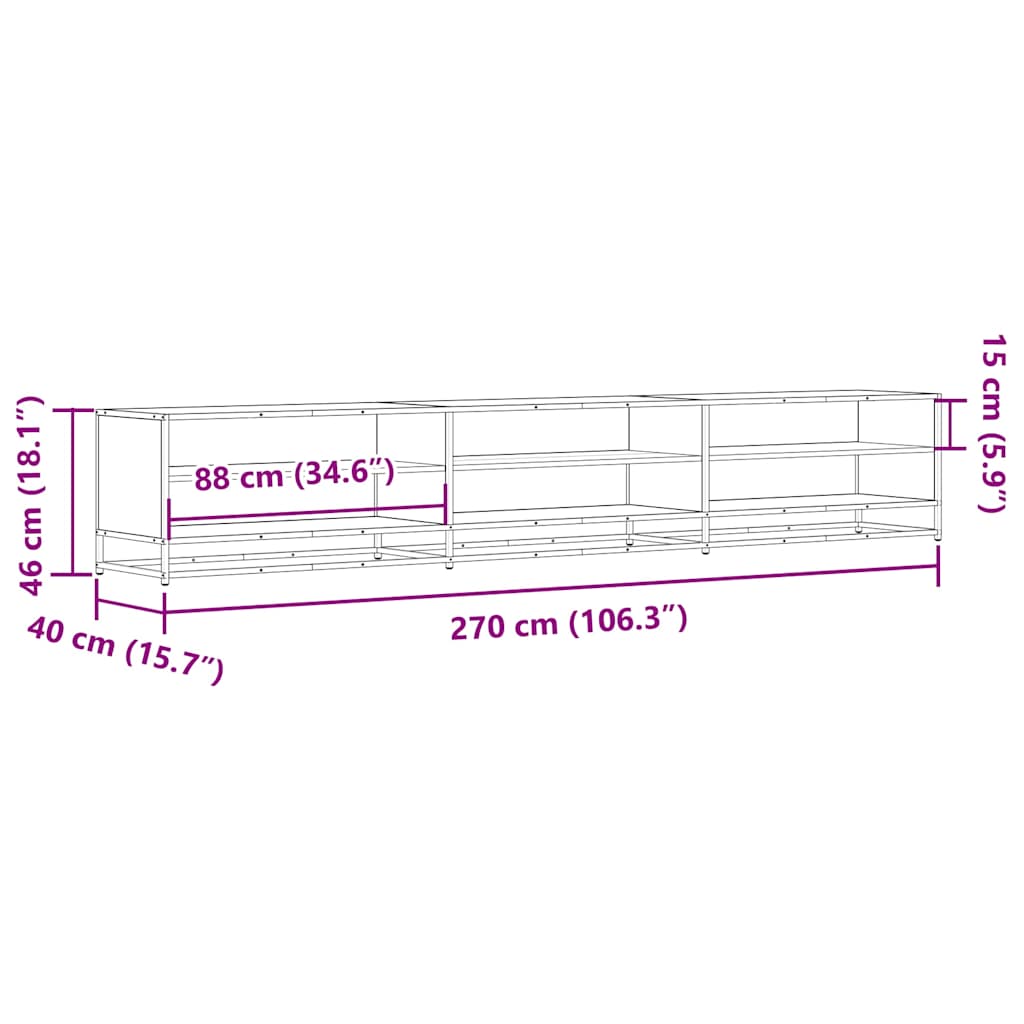 TV-Schrank Braun Eichen-Optik 270x40x46 cm Holzwerkstoff