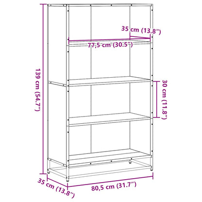 Bücherregal Räuchereiche 80,5x35x139 cm Holzwerkstoff