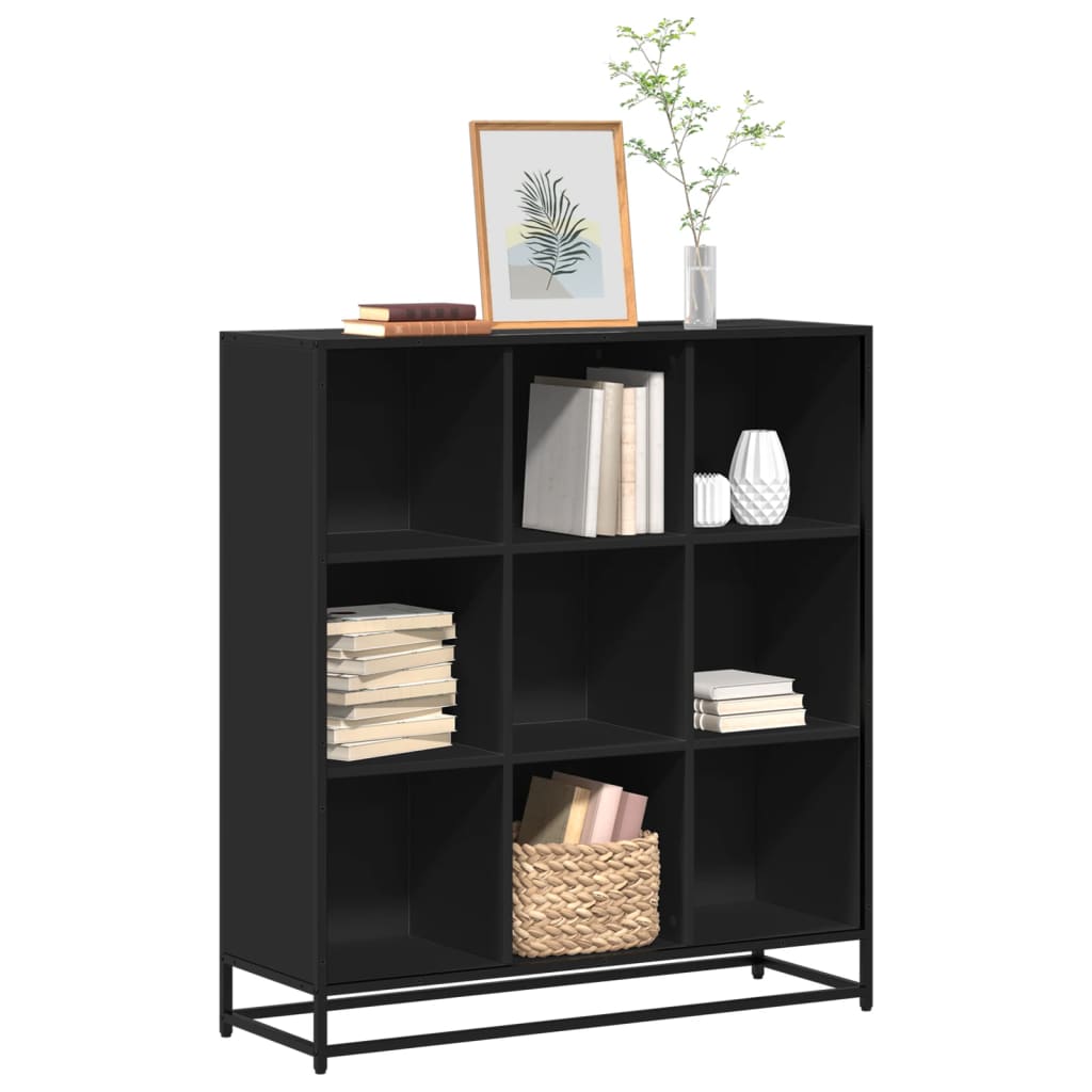 Bookshelf Black 97.5x33x107.5 cm wood and metal