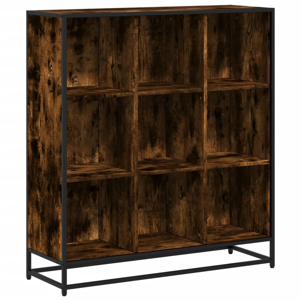 Bookshelf smoked oak 97.5x33x107.5 wood material and metal