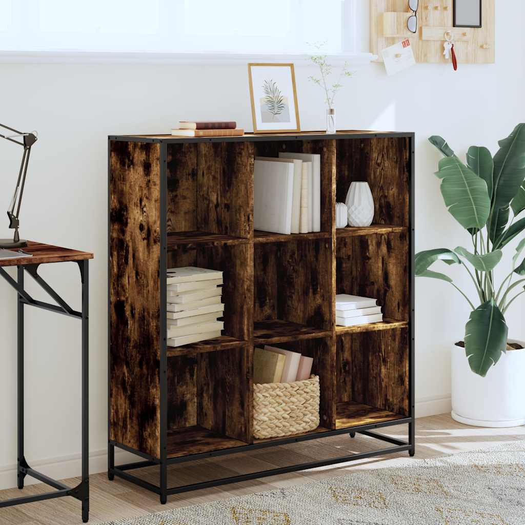 Bookshelf smoked oak 97.5x33x107.5 wood material and metal